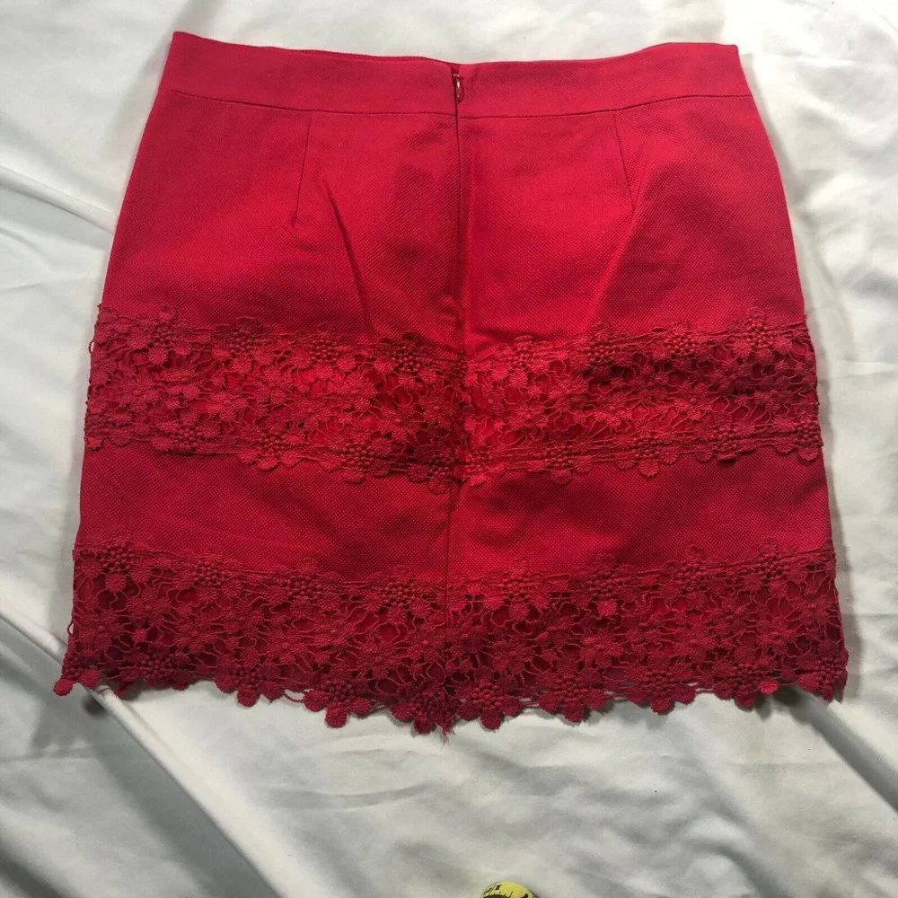 J Crew Solid Hot‎ Pink Crochet Daisy Lace Mini Straight Barbiecore